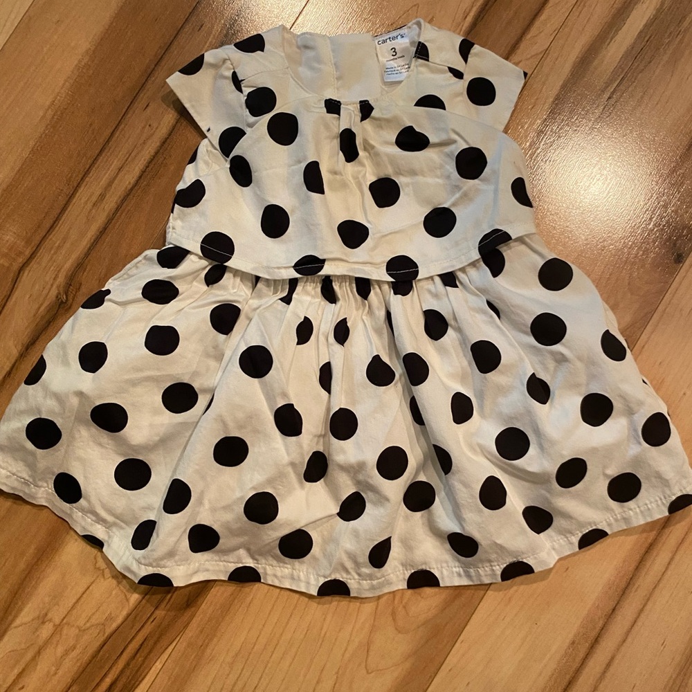 Carter's White & Black Polka Dot Dress—3M